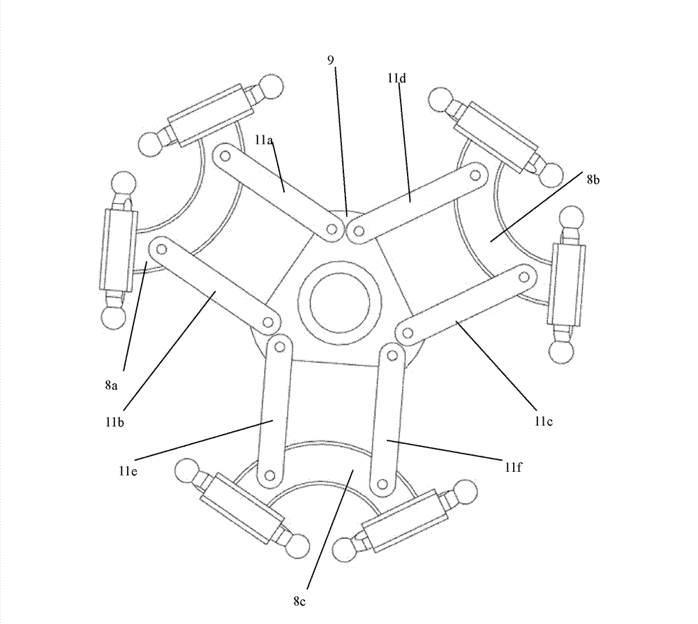 High-speed moving parallel mechanical arm with six degrees of freedom