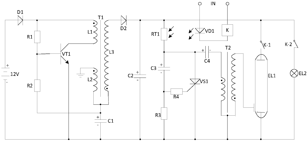 Underground parking lot backing auxiliary system based on flash lamp control circuit