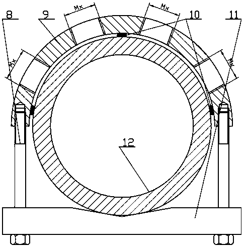 A crimping measuring electrode device in an electric field matrix thickness measuring system