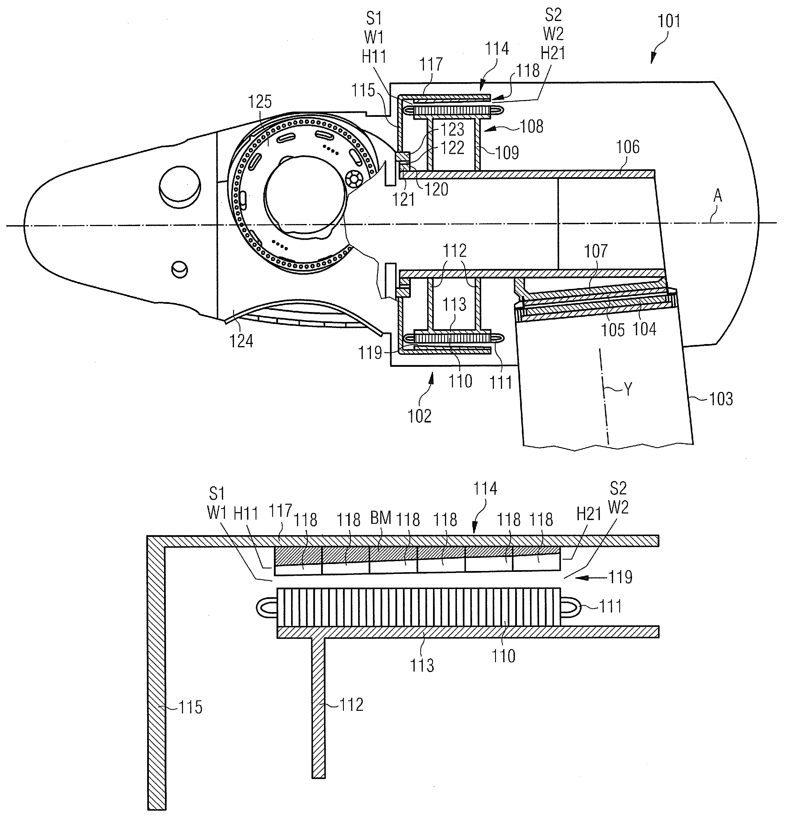 Arrangement to compensate a non-uniform air gap of an electric machine