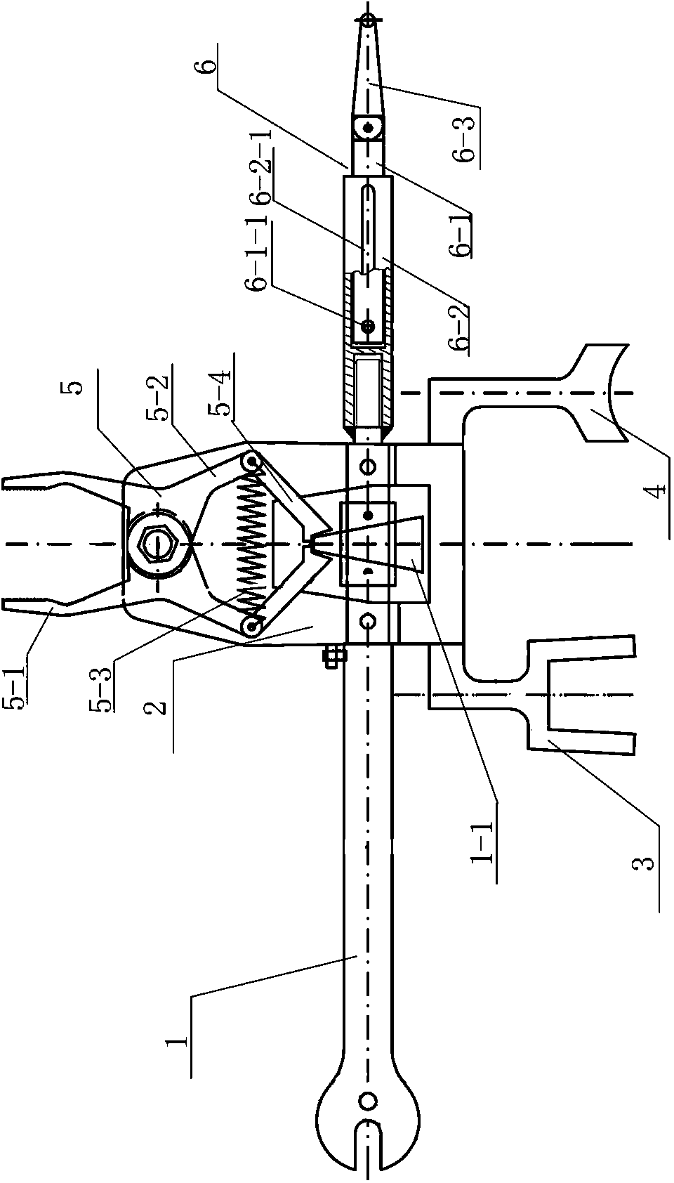 Multifunctional pin taking-out device special for replacement of spring pin of insulator during live-line work