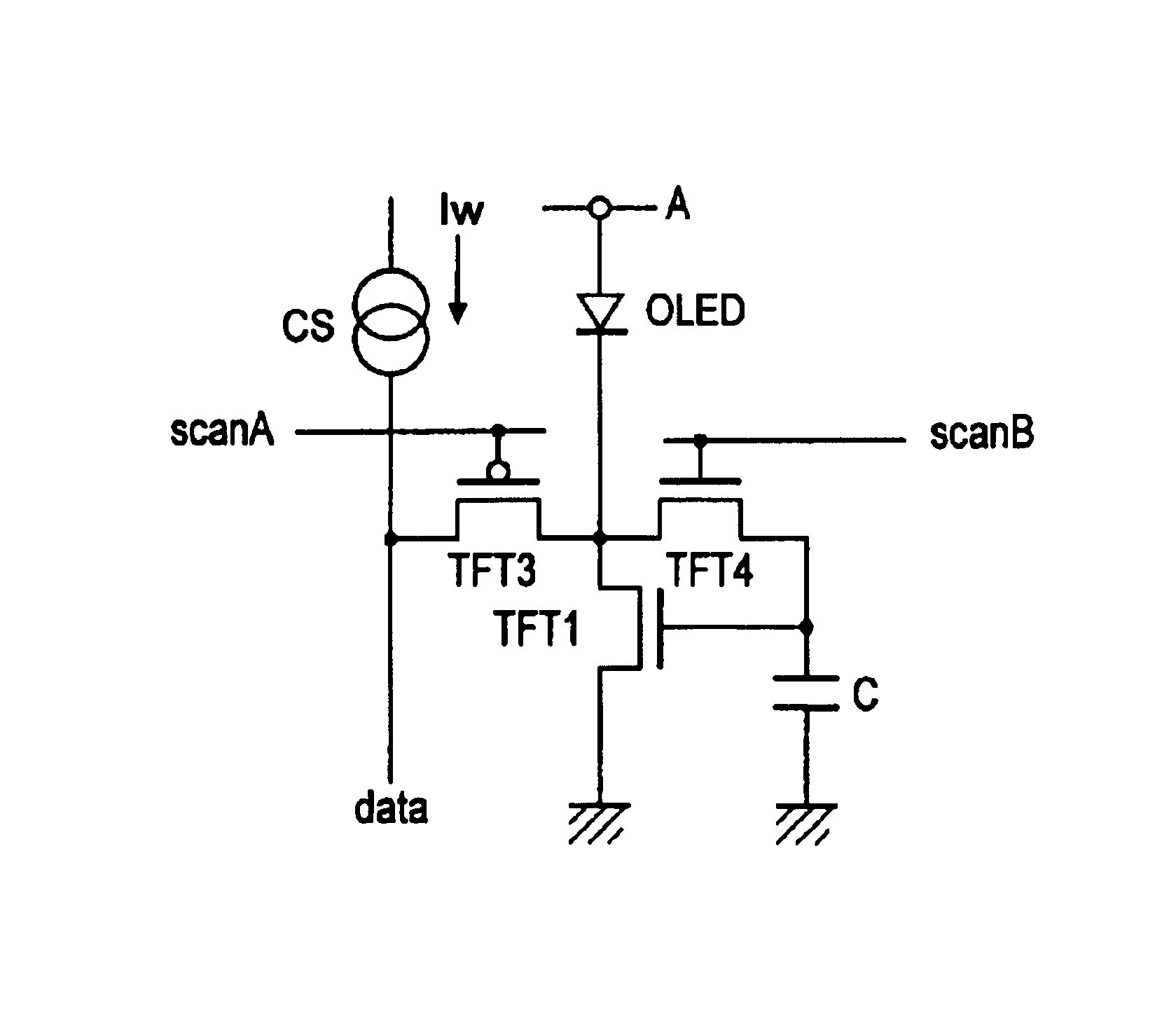 Current drive circuit and display device using the same, pixel circuit, and drive method