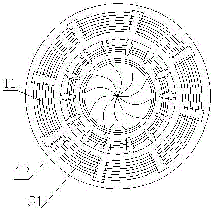 Horizontal type center-through reversely-installed inclined-jet hydraulic generator and acting method thereof