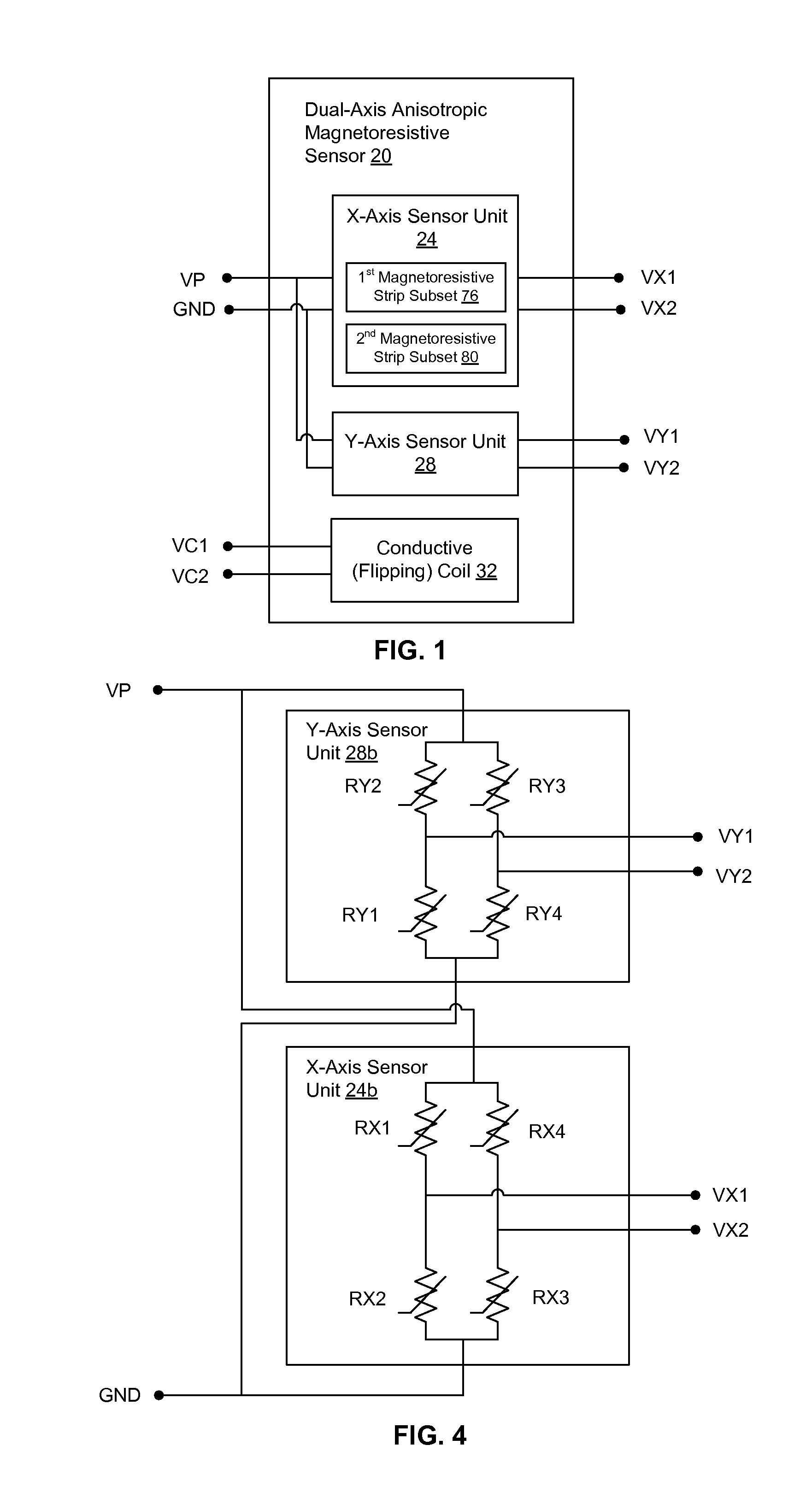 Dual-axis anisotropic magnetoresistive sensors