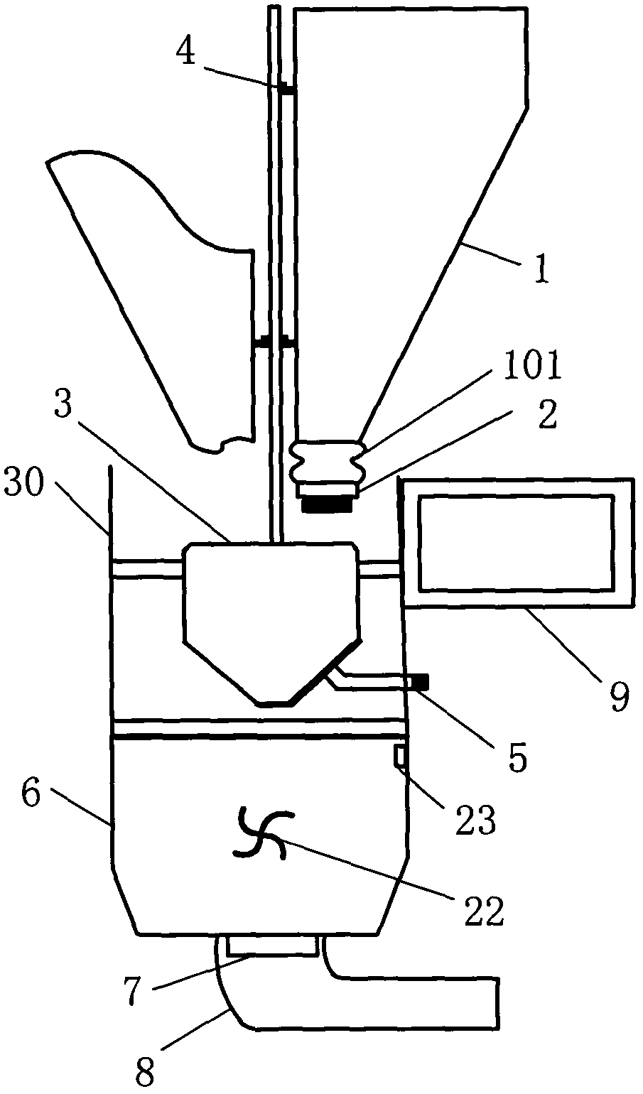 Direct falling weightlessness type material discharging machine based on neural network and controller of direct falling weightlessness type material discharging machine