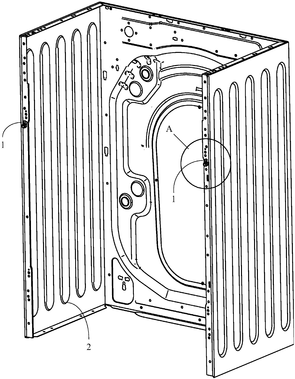 Locating pin installation structure and washing machine