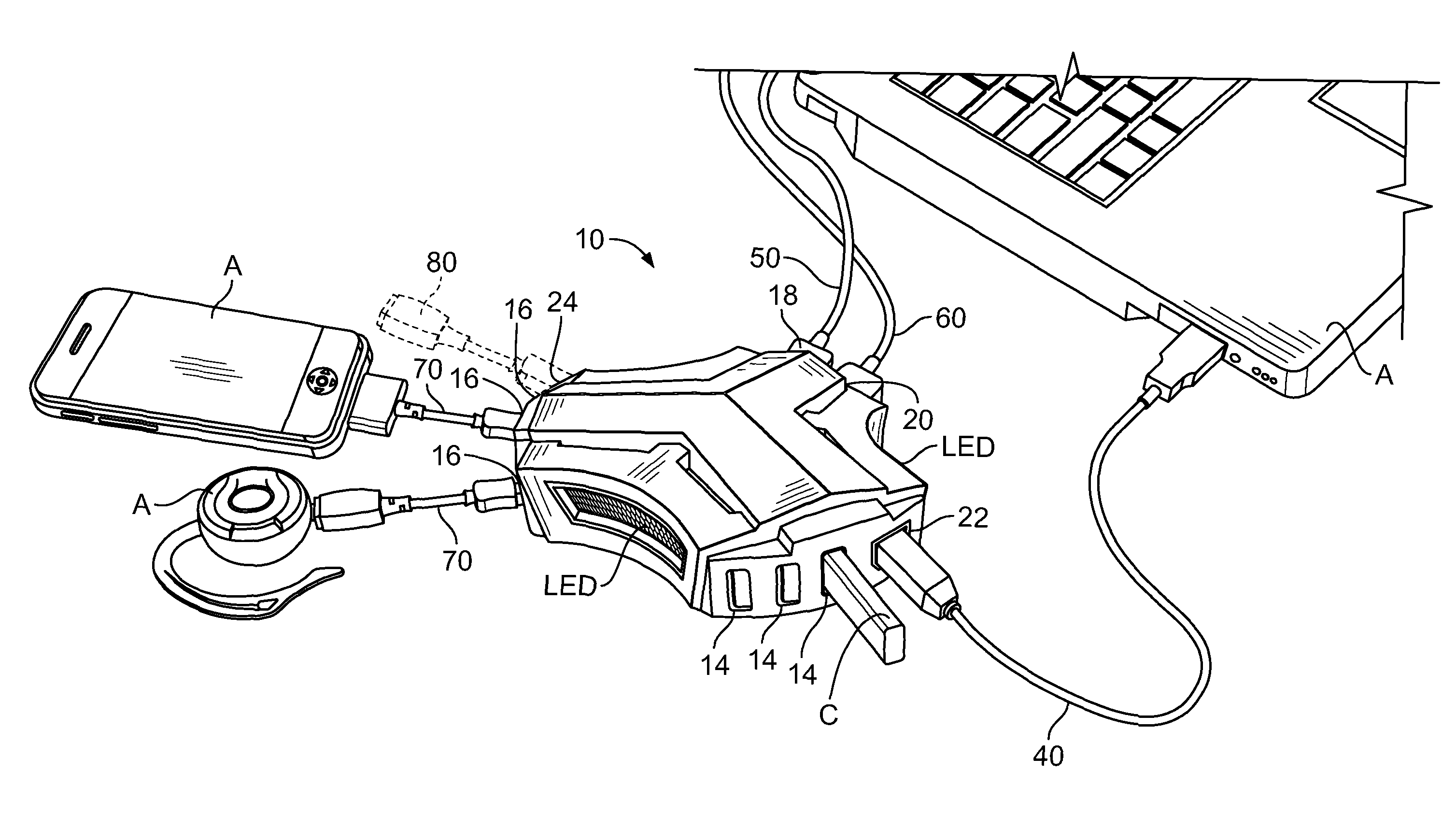 Portable multi-device power supply, battery charger, and docking system