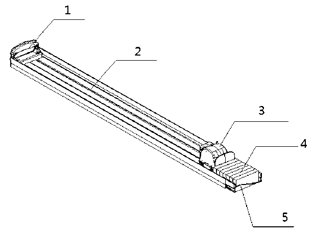 Storage drawer with coiled energy storage pushing trolley