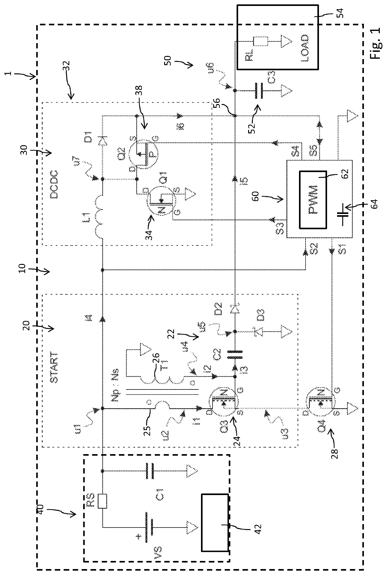 Thermoelectric generator with starting circuit