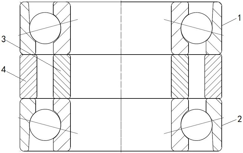 Method for selectively matching face-to-face and back-to-back assembled bearing space rings by using pre-tightening force