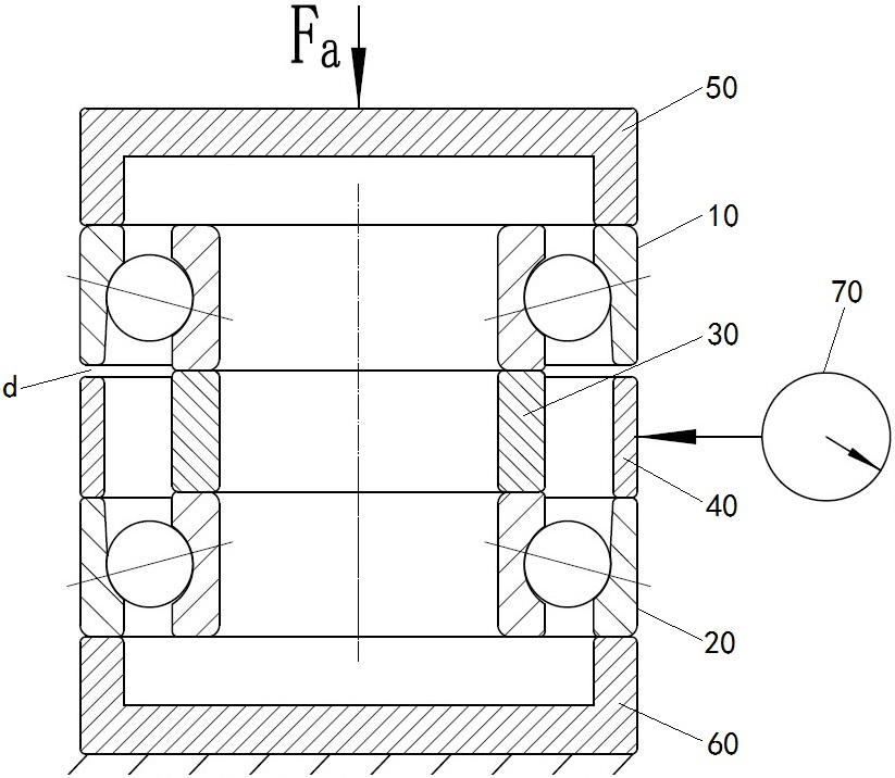 Method for selectively matching face-to-face and back-to-back assembled bearing space rings by using pre-tightening force