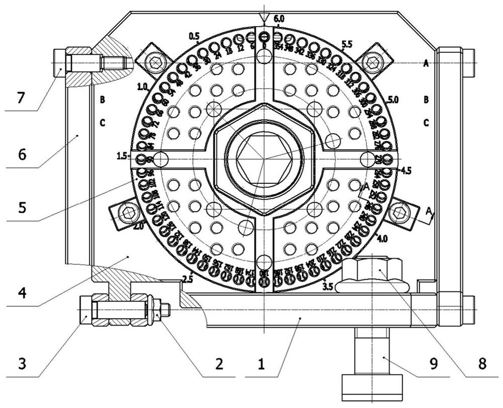 Clamping device with adjustable workpiece machining angle