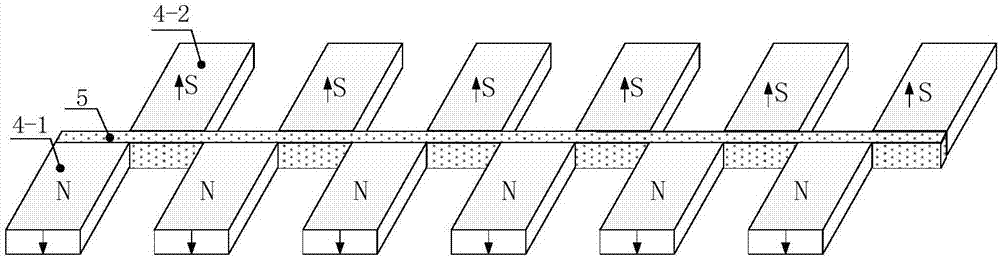 Staggered continuous pole permanent magnet synchronous linear motor