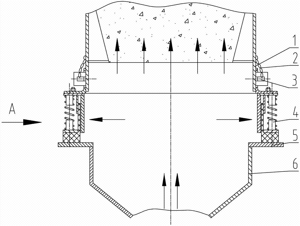 Three-dimensional limiting type elastic sealing device of lower breast board of circular cooler trolley