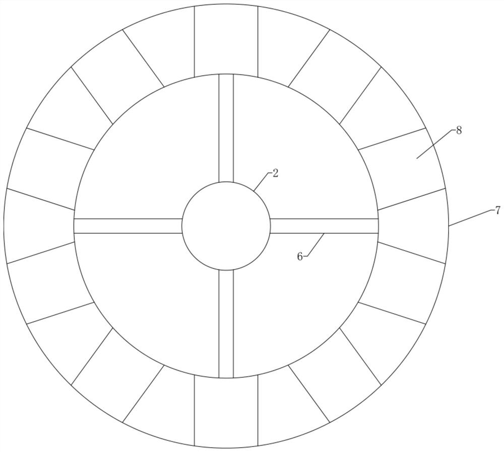 Rotary table center shaft and milking equipment comprising same