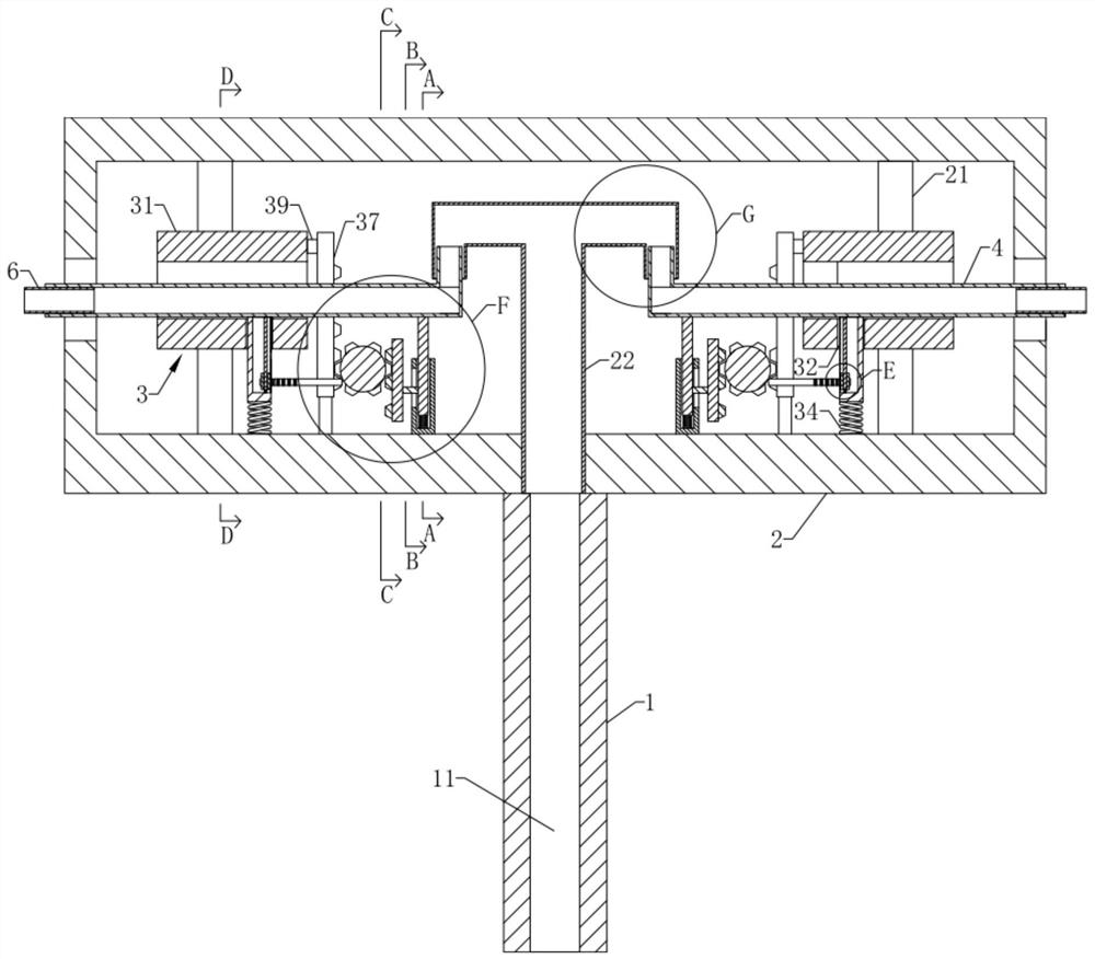 Rotary table center shaft and milking equipment comprising same