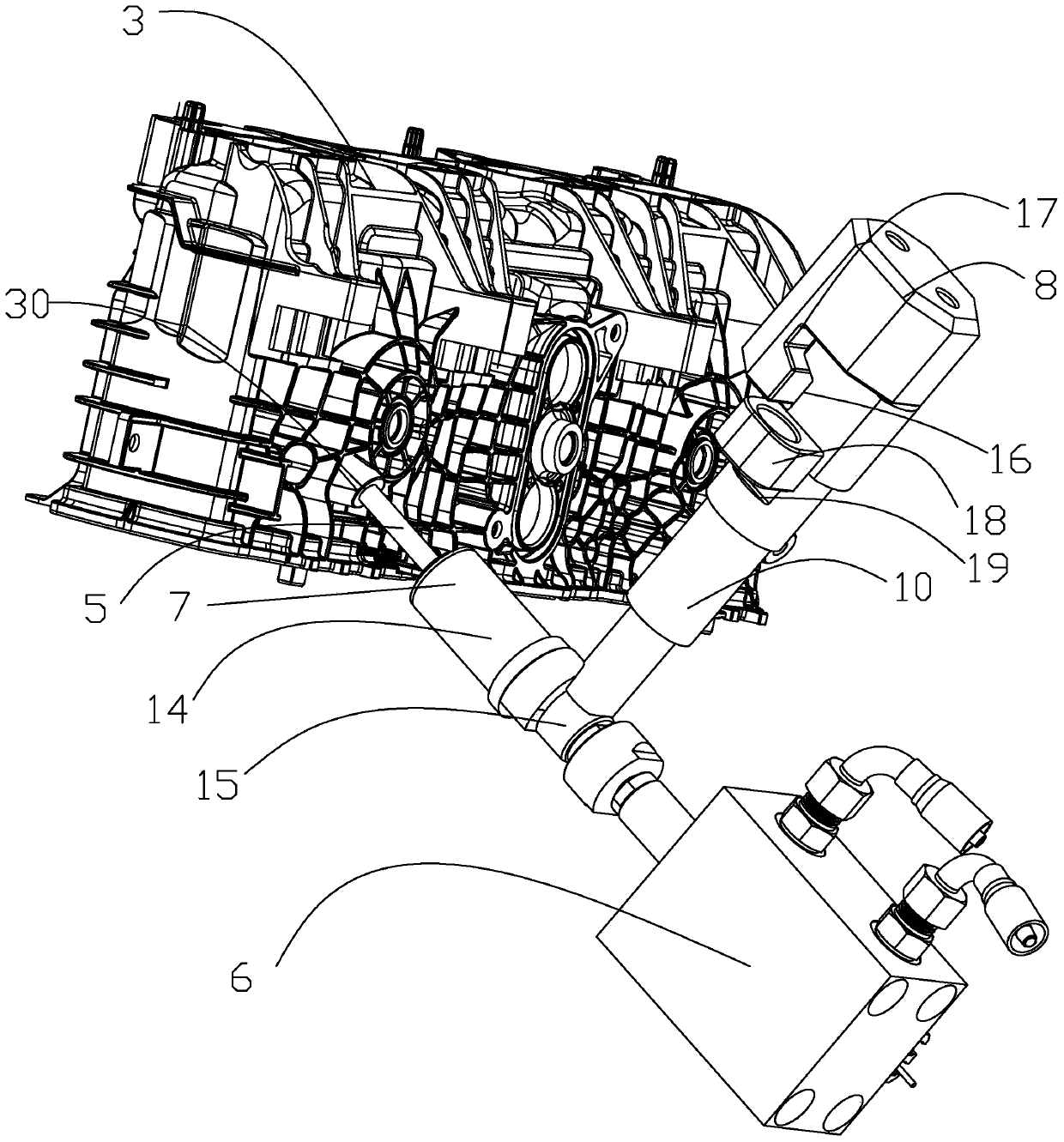 Automobile engine induction manifold oil cylinder rollback preventing mechanism