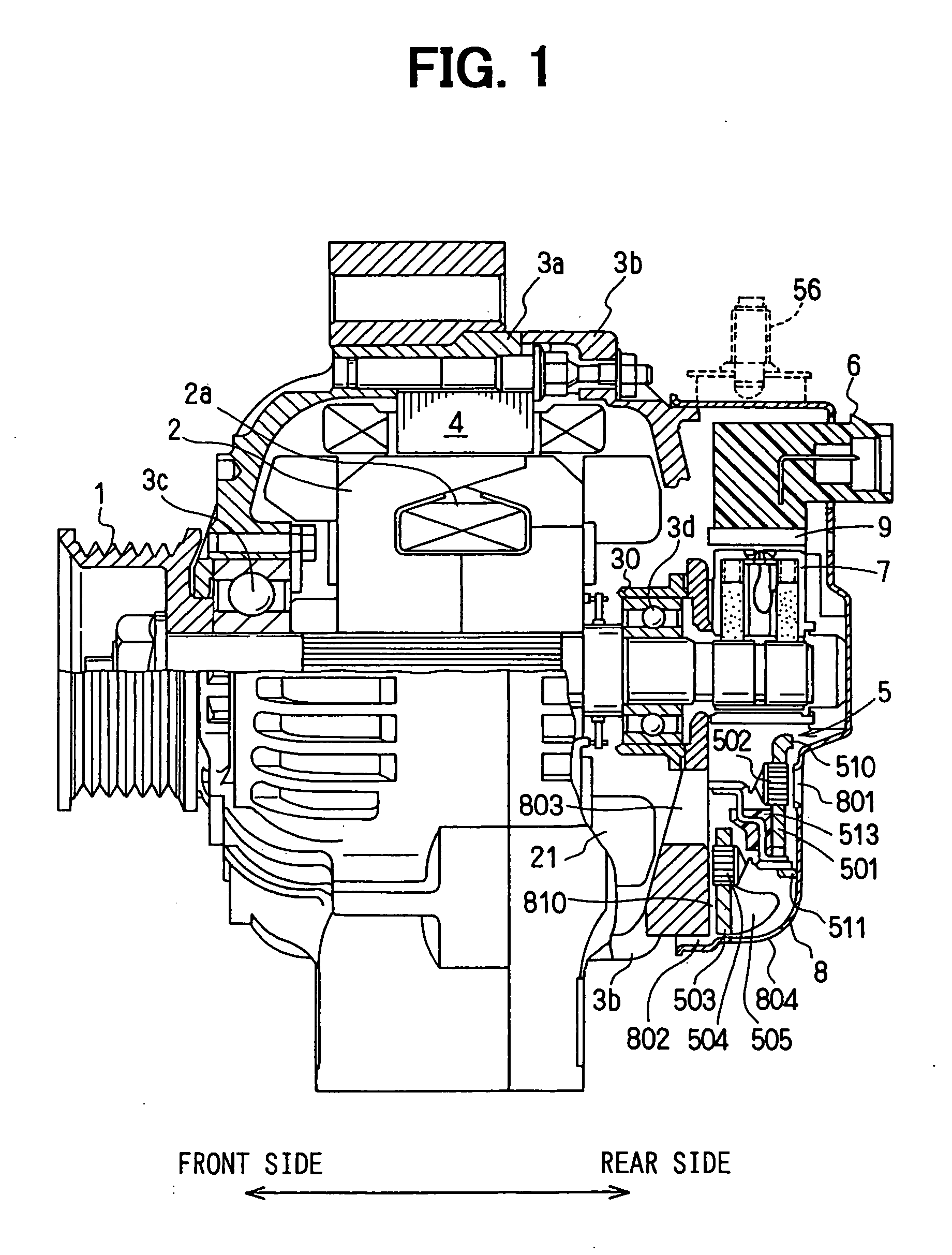 Automotive alternator having rectifier mounted on heatsink plate with cooling fins