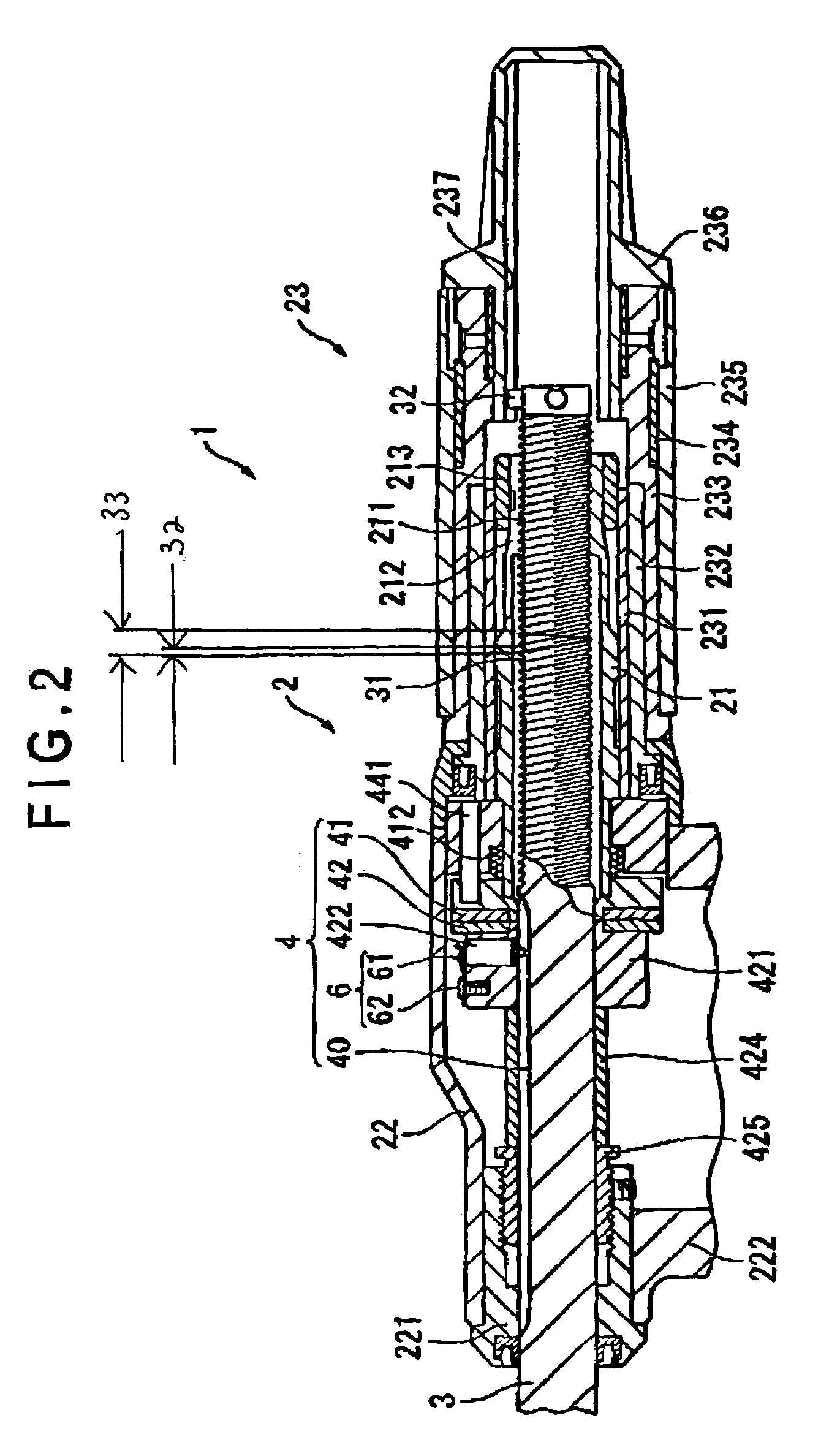 Measuring device using multi-start threaded spindle