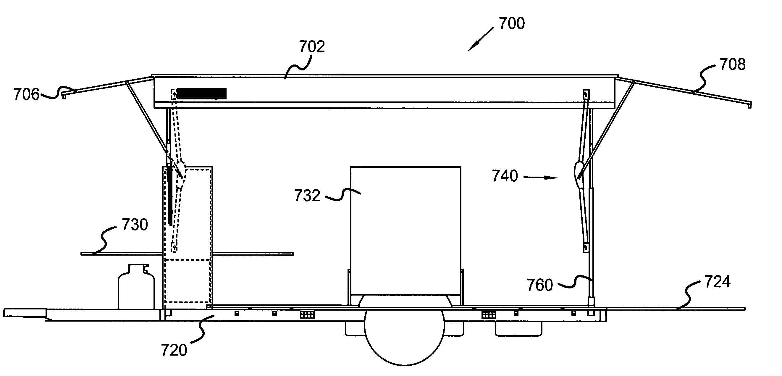 Equipment-hauling expandable shelter