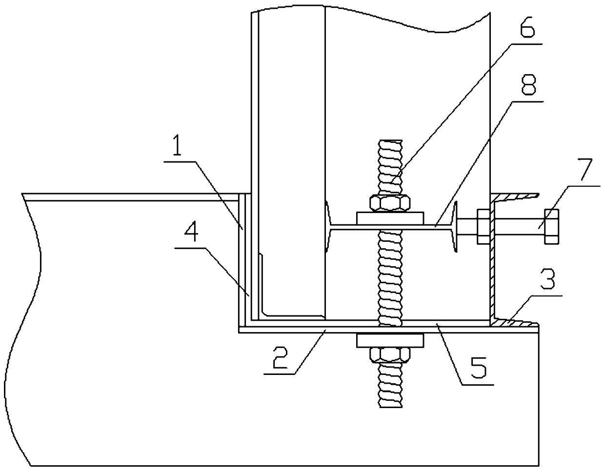 Steel suspension box side plate and base plate connection device without top seal concrete and construction method thereof