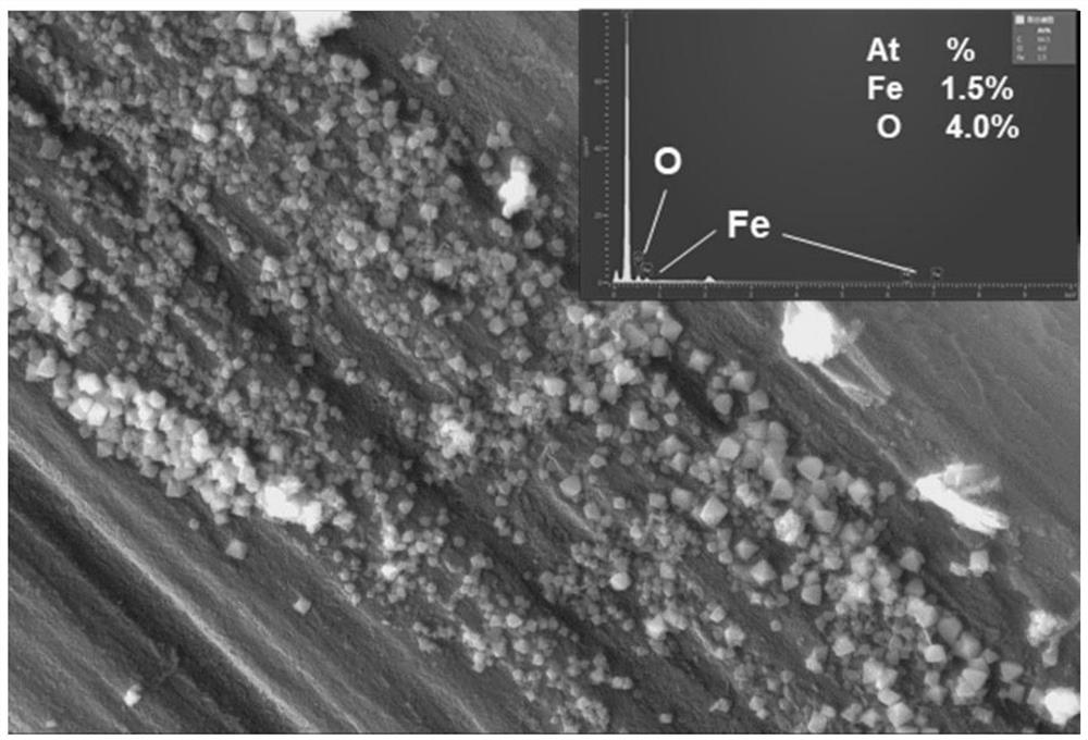 Nanometer iron oxide modified carbon-based electrode and macroscopic-size large-scale preparation method and application thereof