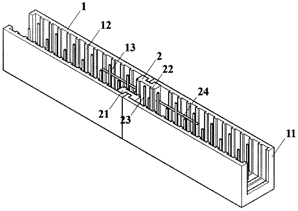 A permanent beam formwork, a concrete structural member and a manufacturing method for a reinforced embedded buckle connection