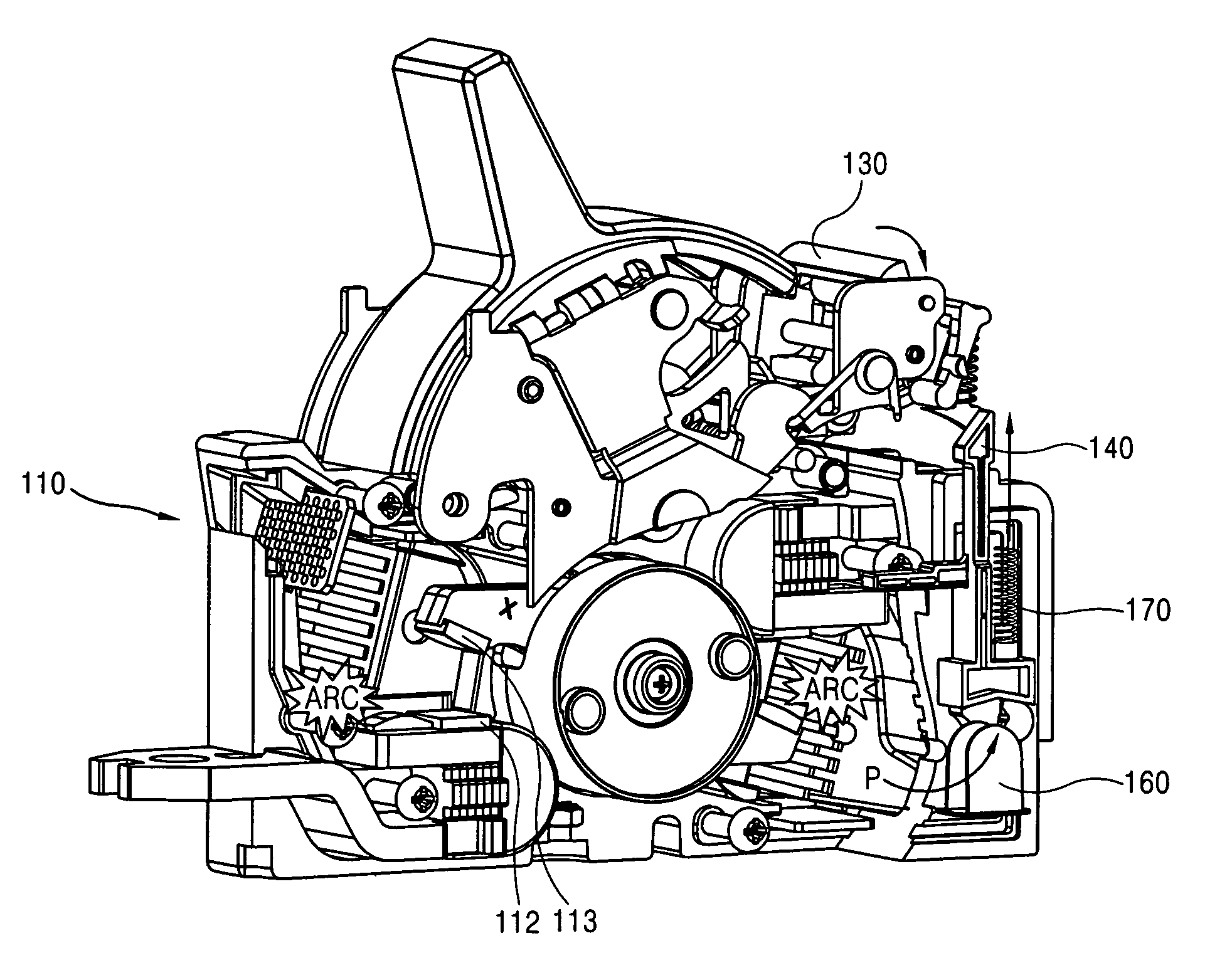 Pressure trip device for circuit breaker