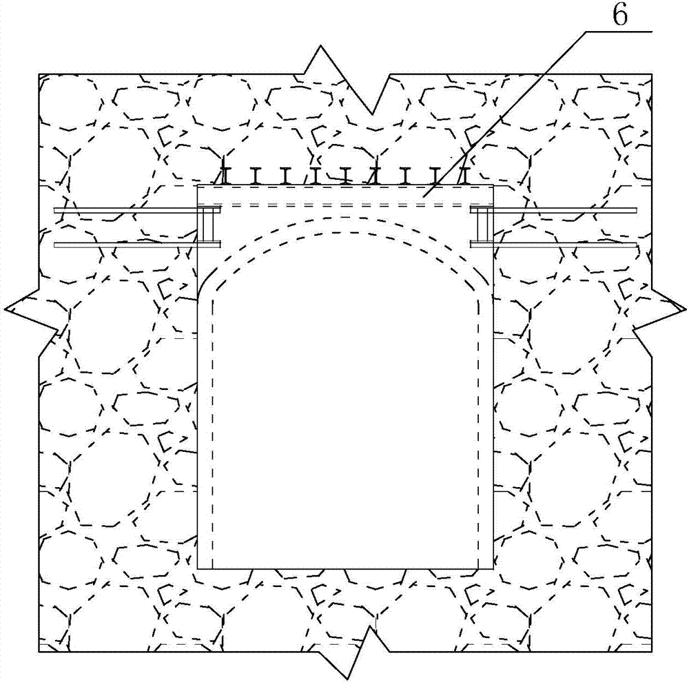 Supporting device for roof advance support in process of tunneling in caving loose rock mass and application of supporting device