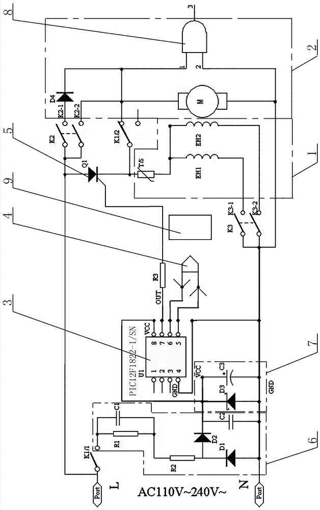 Distance sensing automatic temperature adjustment hair dryer