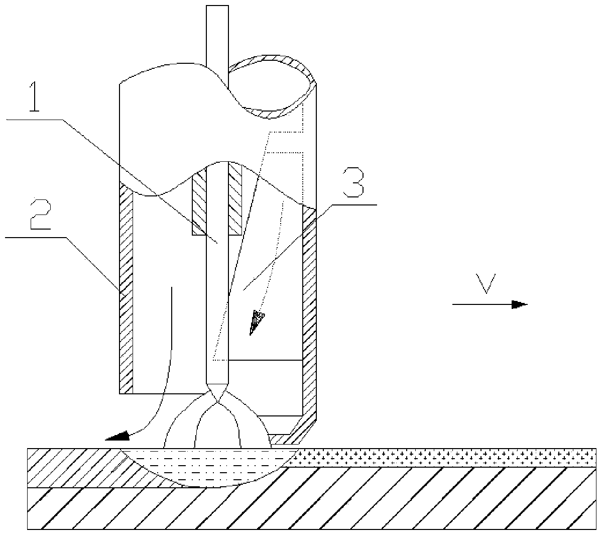 A device for nitrogen arc in-situ metallurgy pre-laying nitride to realize nitrogen increase on steel surface