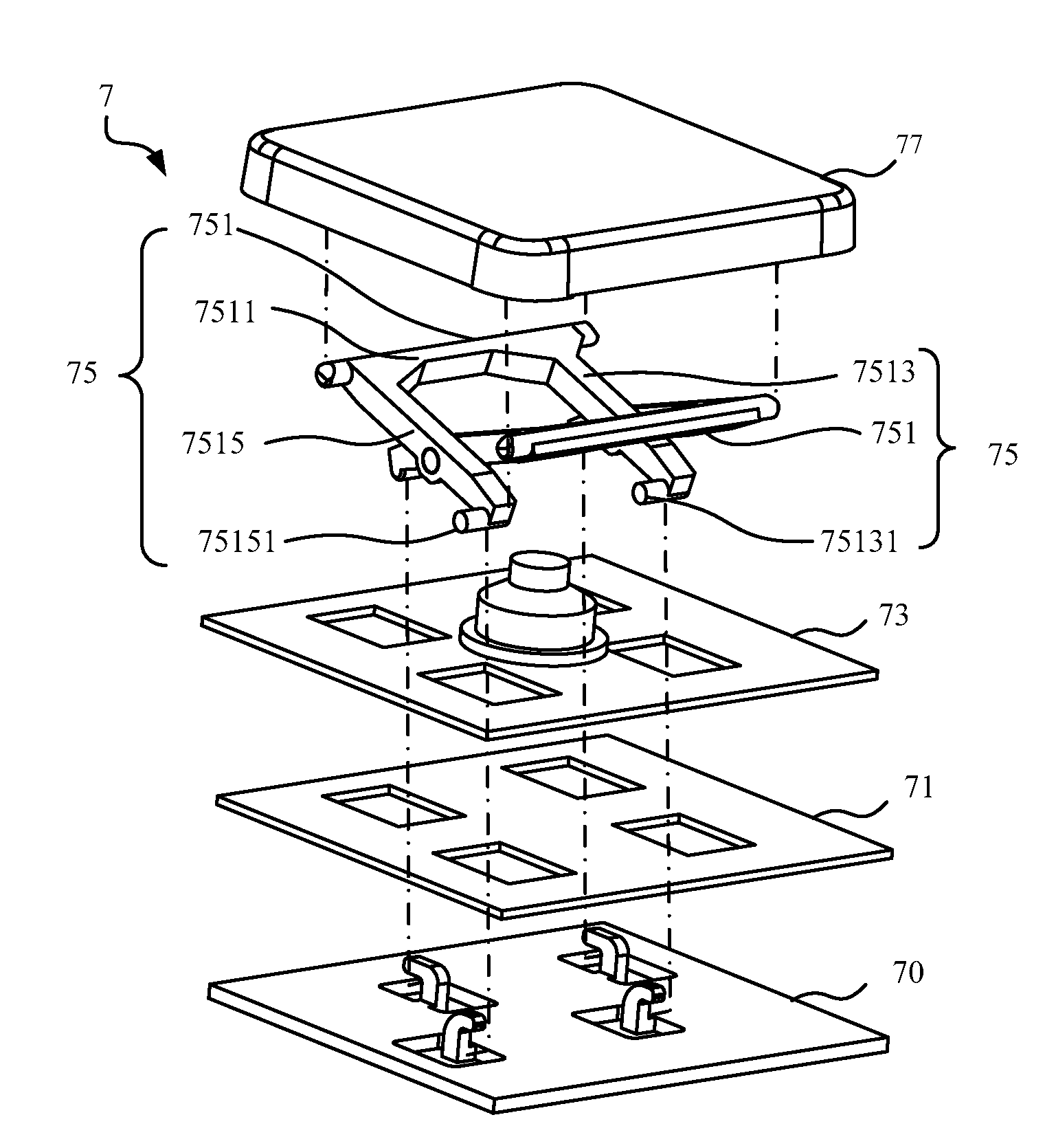 Supporting structure, keyswitch, and keyboard