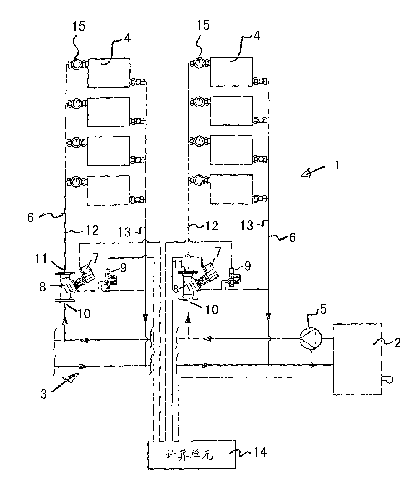 Method for automatic hydraulic compensation in fluid-onducting systems