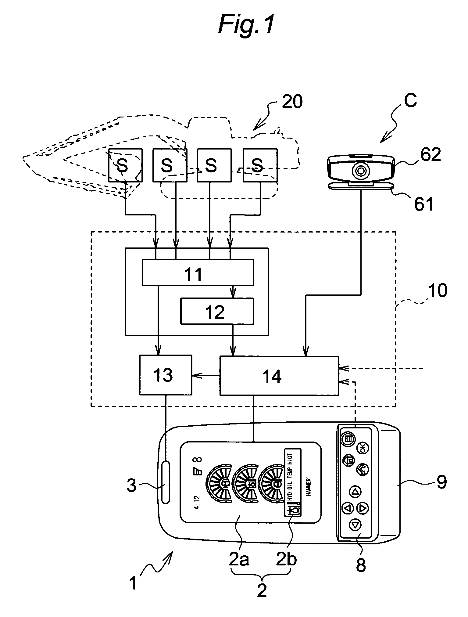 Indicator control system for construction machine