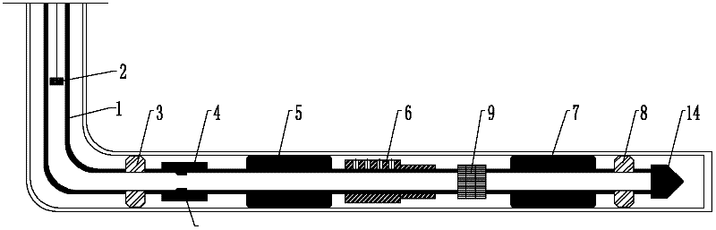 Water searching pipe column of open-hole horizontal well