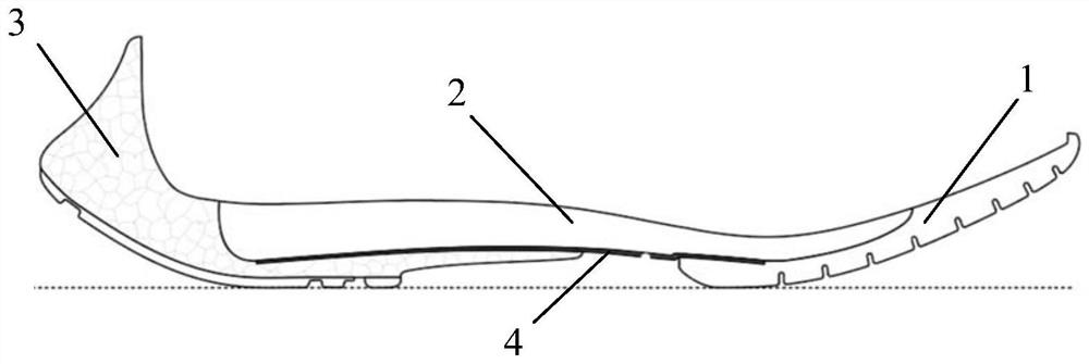 Sole with foot fascia bionic function and shoe