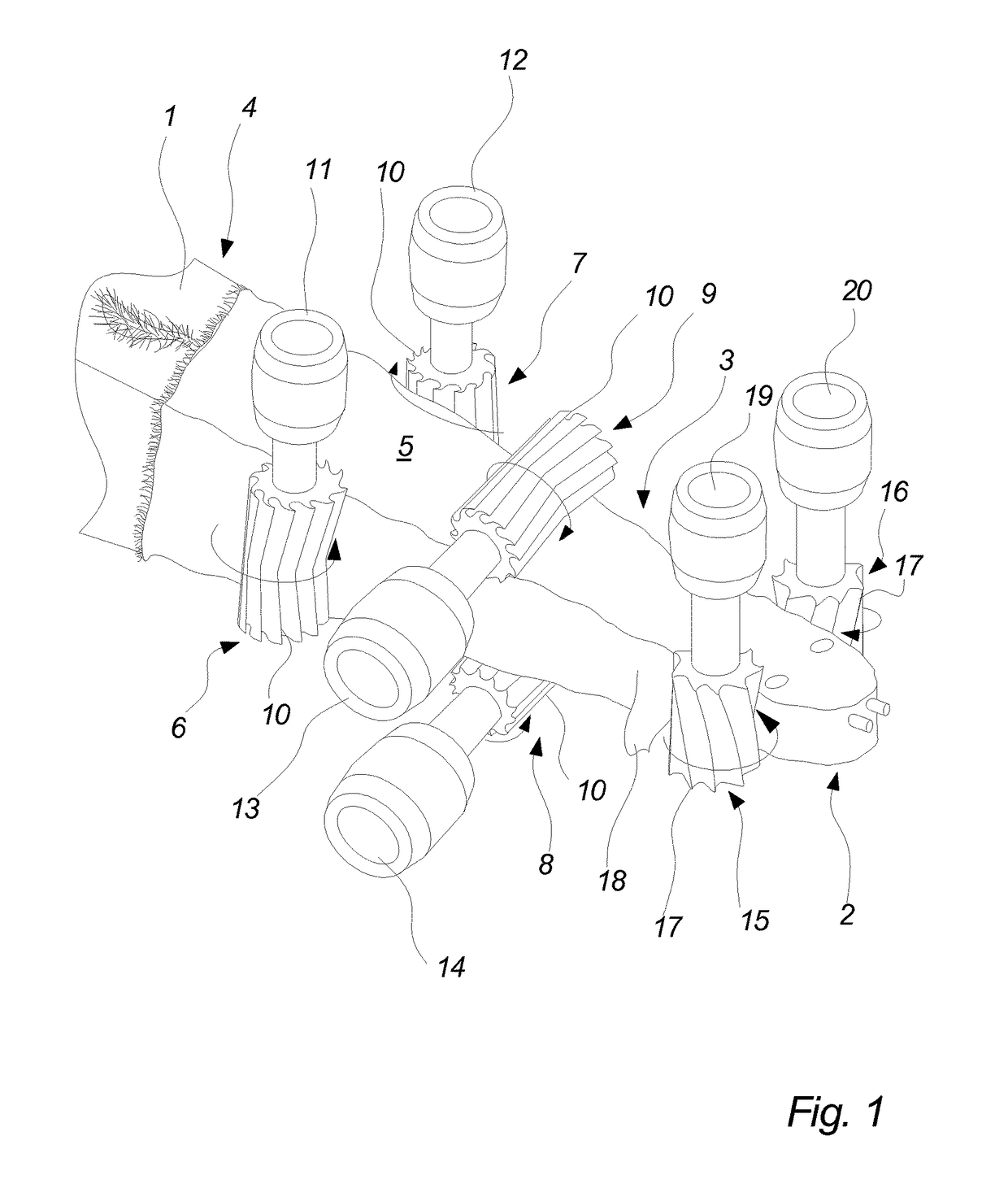 Displacement of scraping rollers