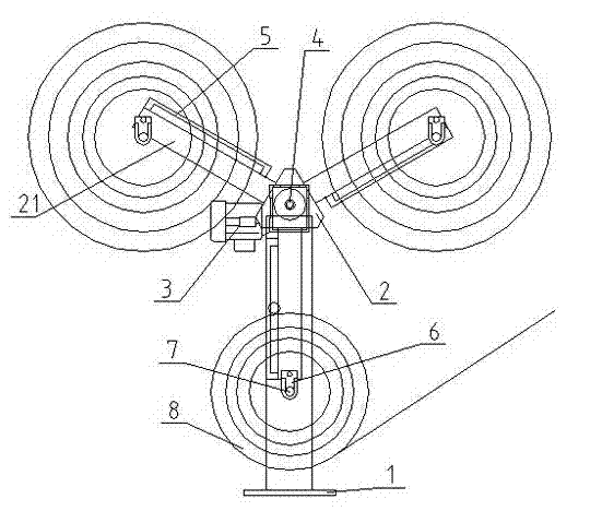 Unreeling device for compound machine