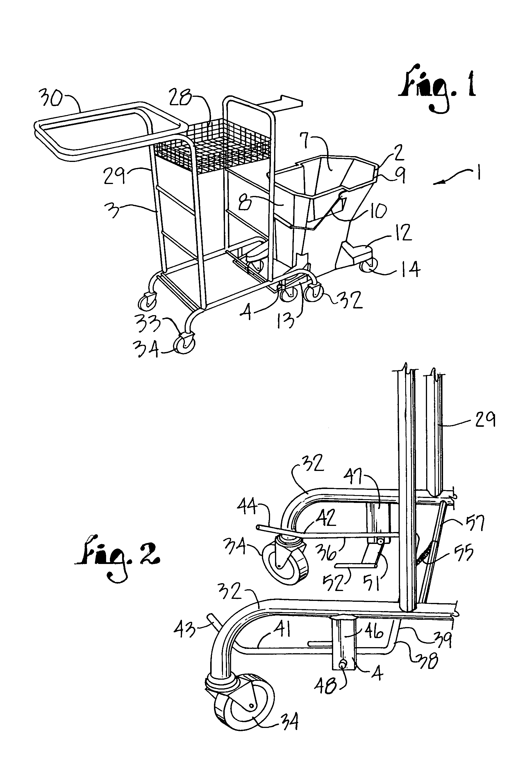 Combination mop bucket and trolley