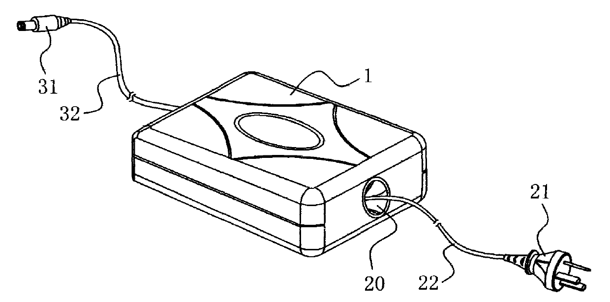 Line concentration power adapter for notebook computer