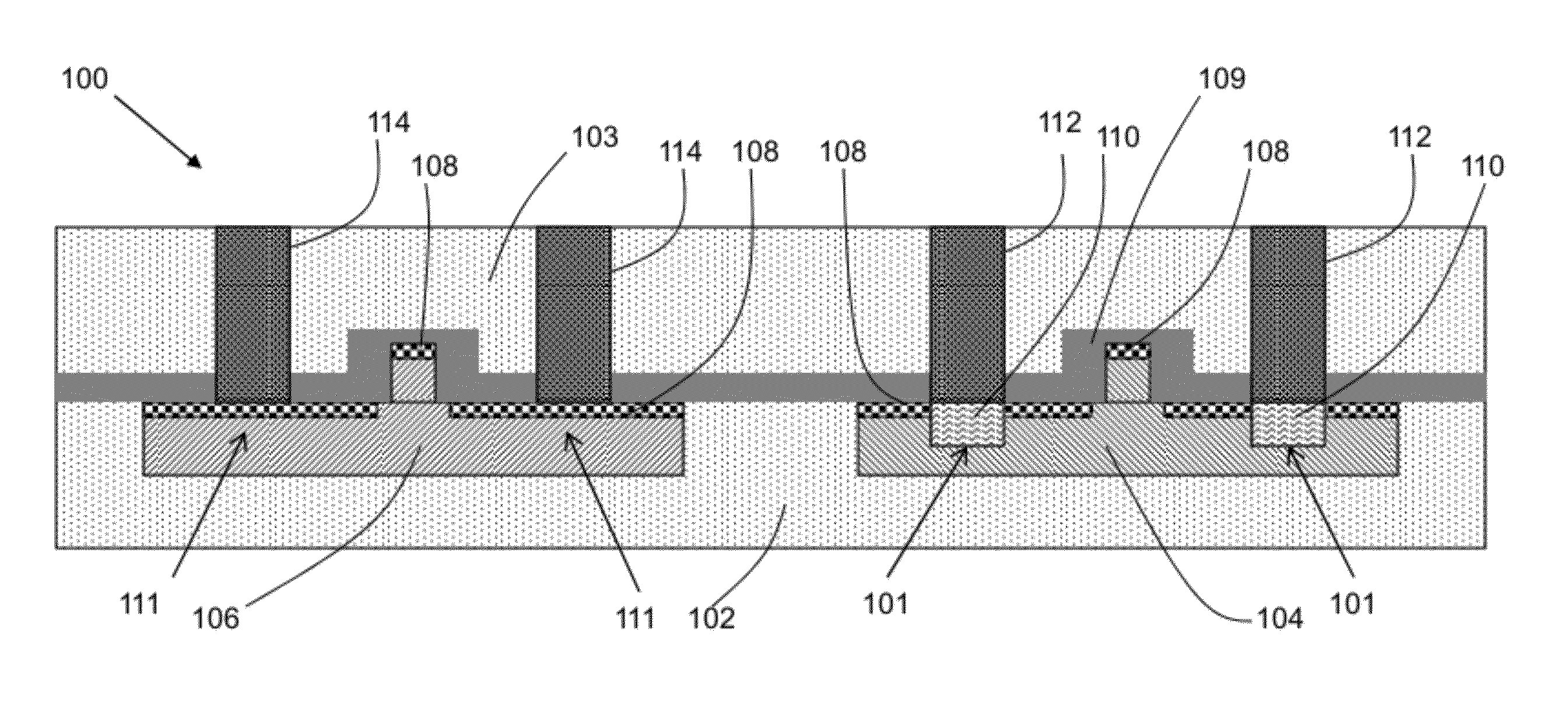 Use of contacts to create differential stresses on devices