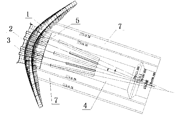 Big-discharge efficient energy dissipater structure of narrow river valley arch dam