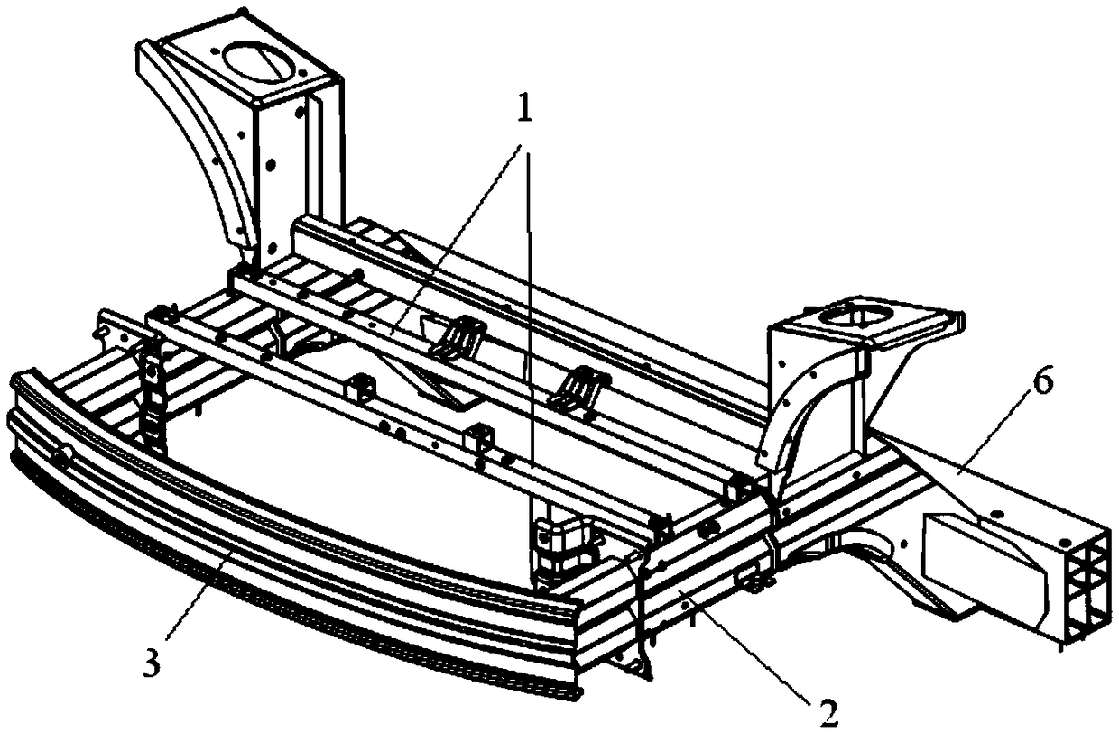 A front longitudinal beam assembly of an electric vehicle with a threaded casing structure