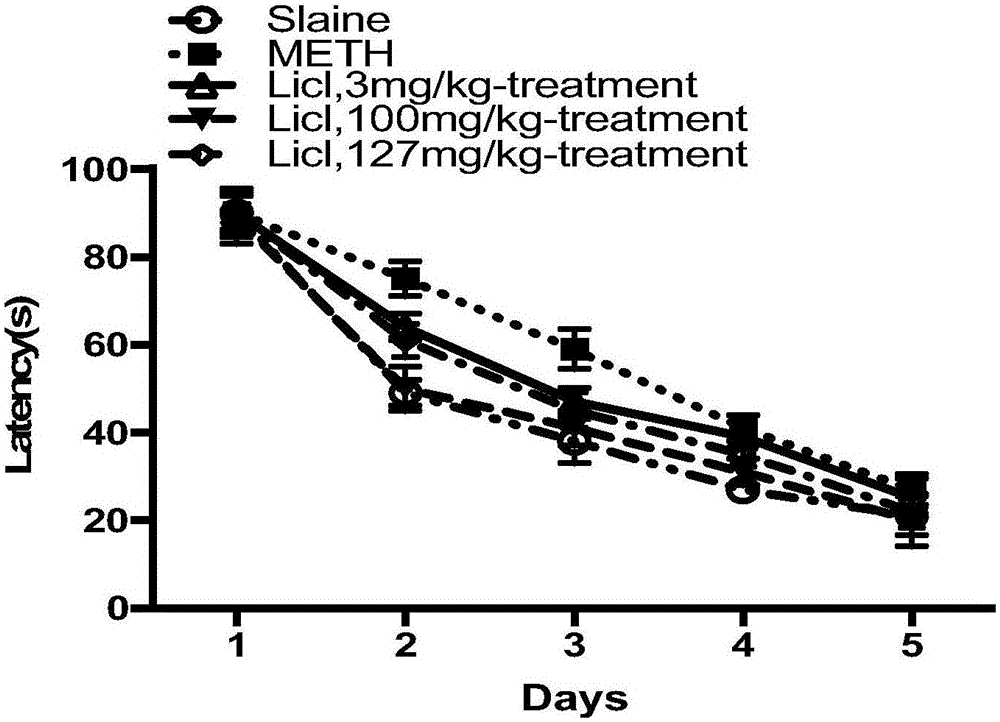 Application of lithium chloride to preparation of methamphetamine cognitive disorder medicament