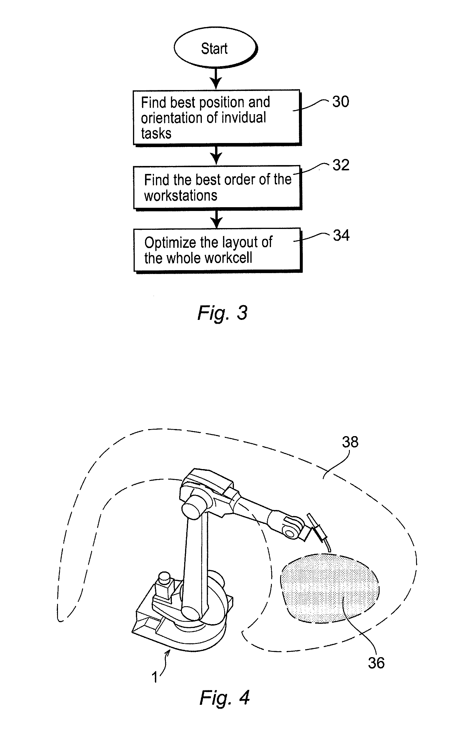 Method and system for optimizing the layout of a robot work cell