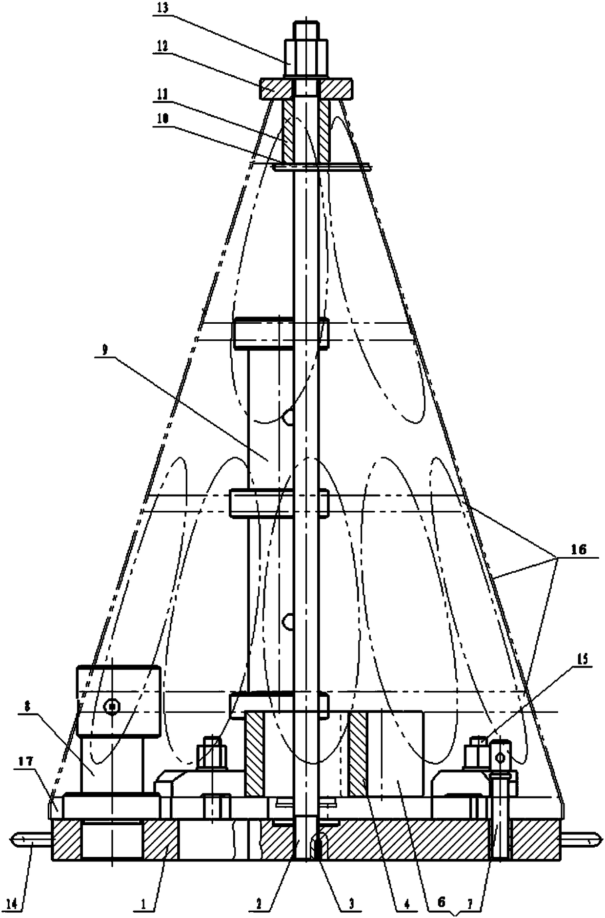 Assembling device for nose cowl of rocket launcher