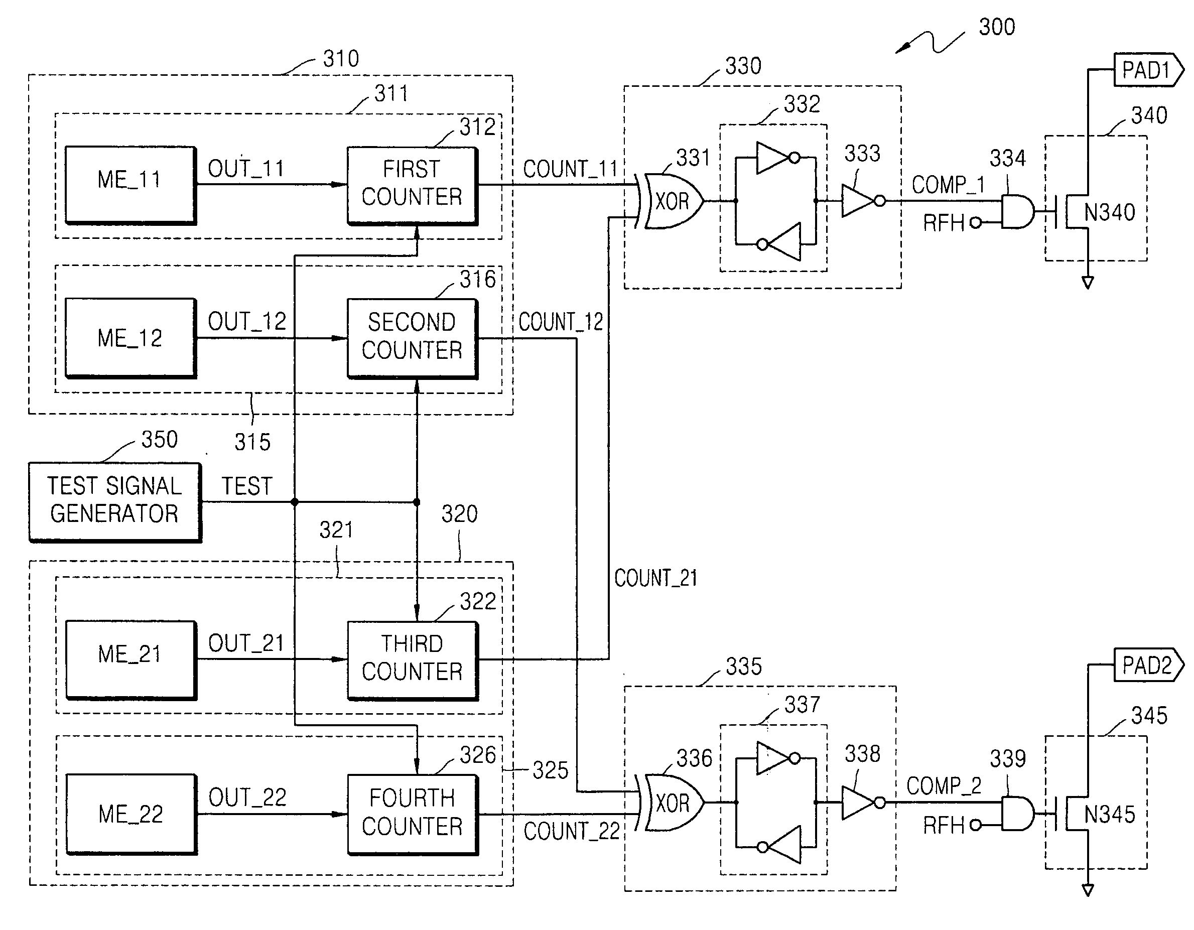 Test system for conducting Parallel bit test