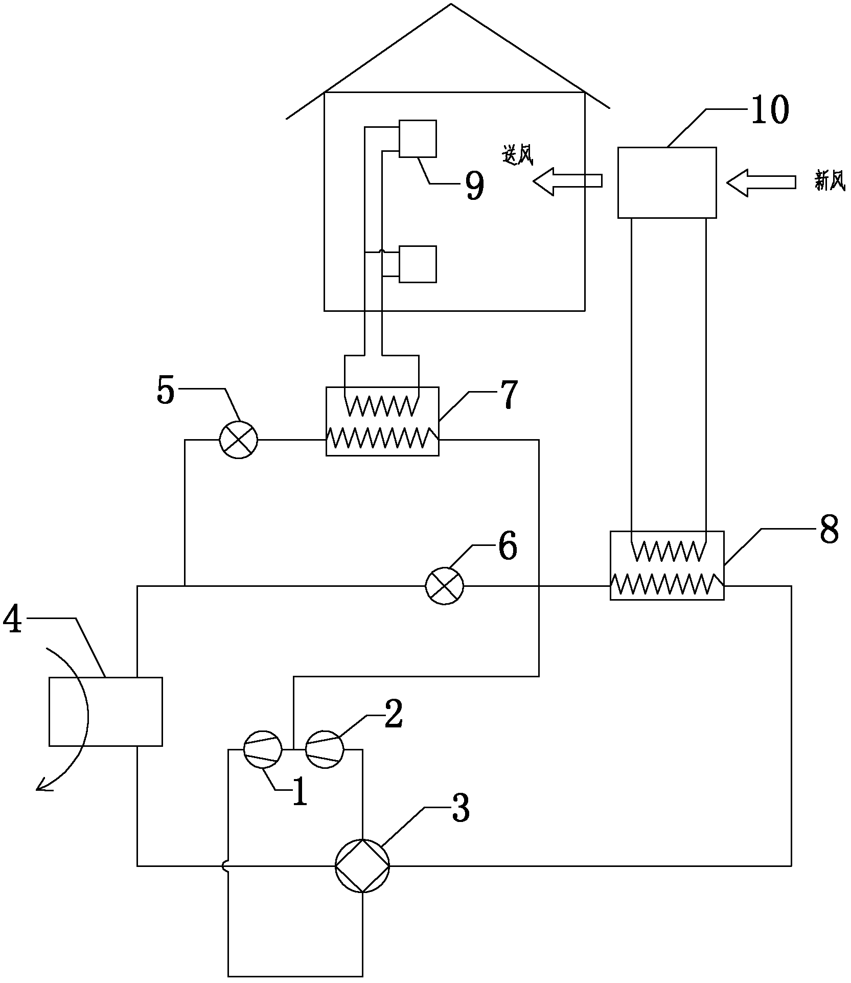 Dual-circulation fresh air dehumidifying and coil cooling type air conditioning unit