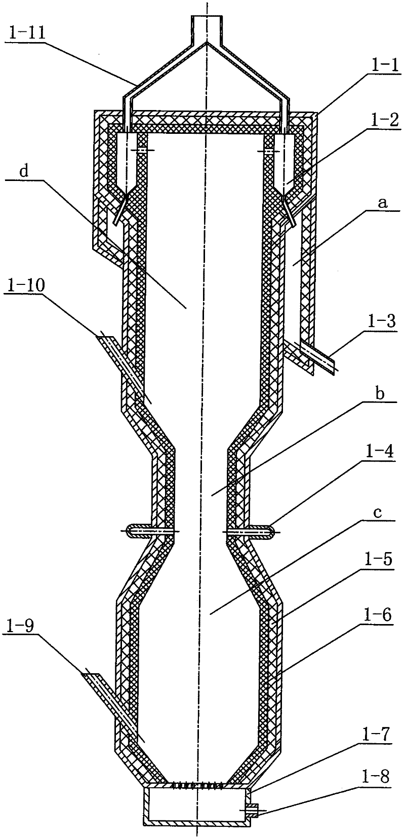 Device for preparing coal tar and coal gas by coupling semi-coke powder gasification and reformed gas pyrolysis and method using same