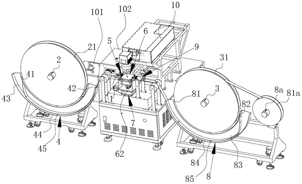 A coil material automatic processing device, a laser marking system and a coil material processing method